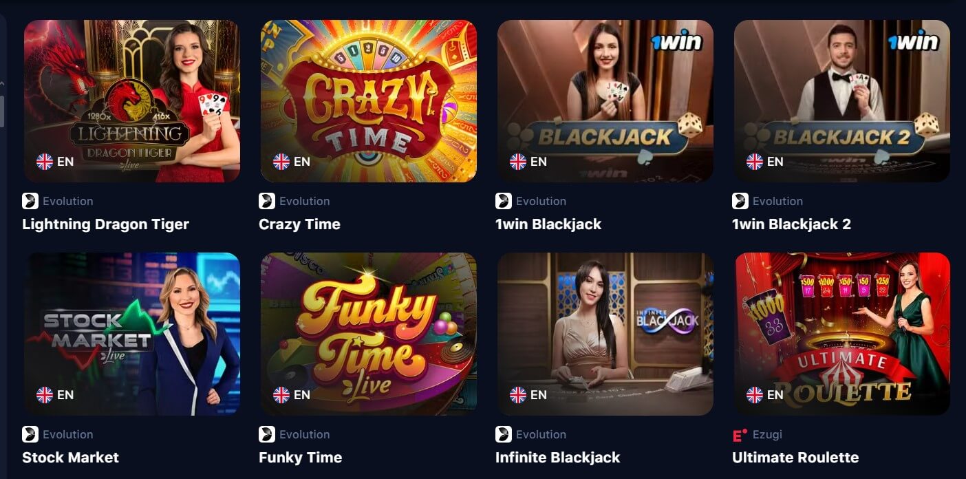 1win live dealers game